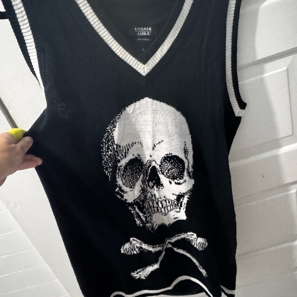 Cosmic Aura Black Skull Sweater Vest dress
